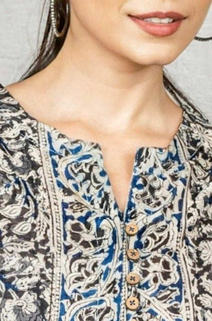 MIRA Blue Kalamkari Dress