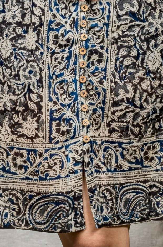 MIRA Blue Kalamkari Dress