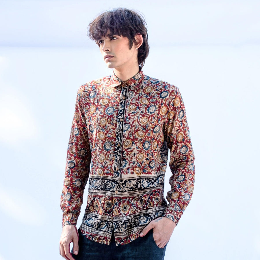 AMOGH Red Kalamkari Shirt
