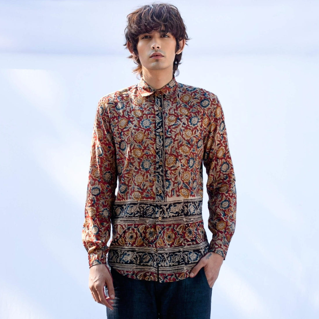 AMOGH Red Kalamkari Shirt