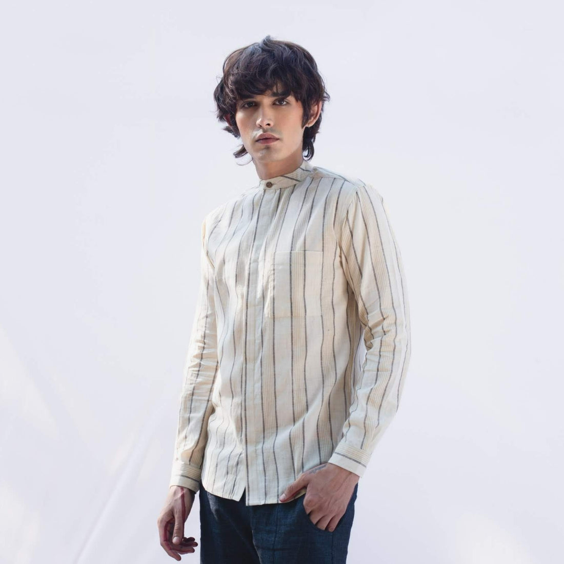 ANAY White Stripe Kala Cotton Shirt