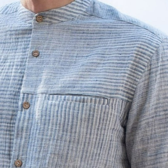 SHAAST Blue White Bhujodi Kala Cotton Shirt