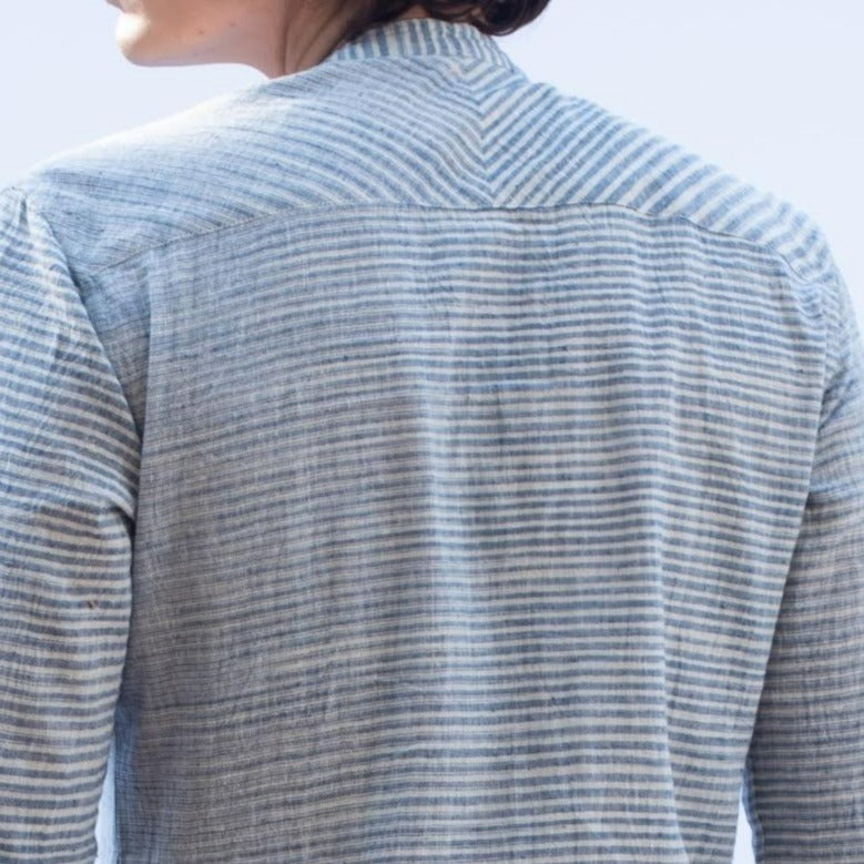SHAAST Blue White Bhujodi Kala Cotton Shirt