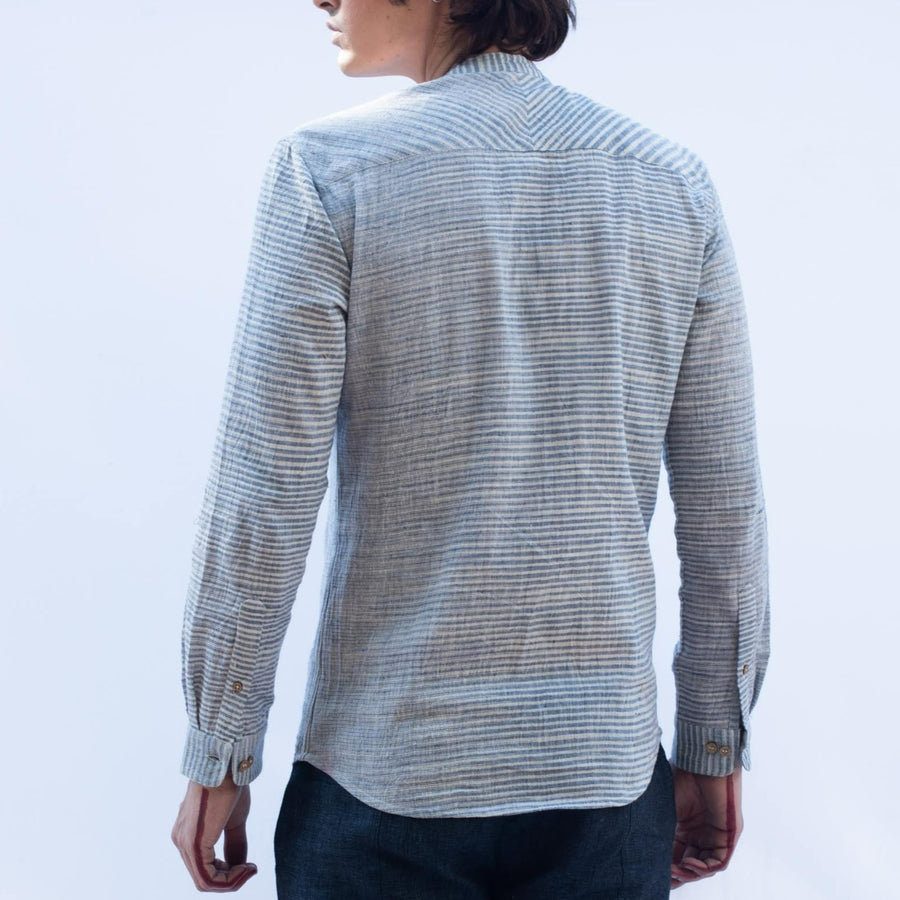 SHAAST Blue White Bhujodi Kala Cotton Shirt