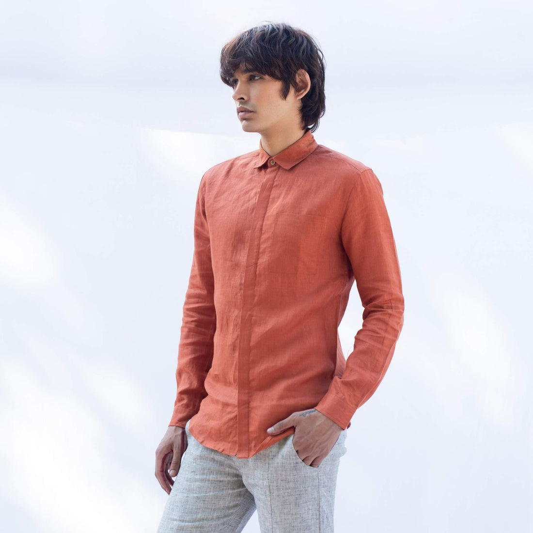 AVIR Rust Linen Shirt