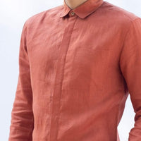 AVIR Rust Linen Shirt