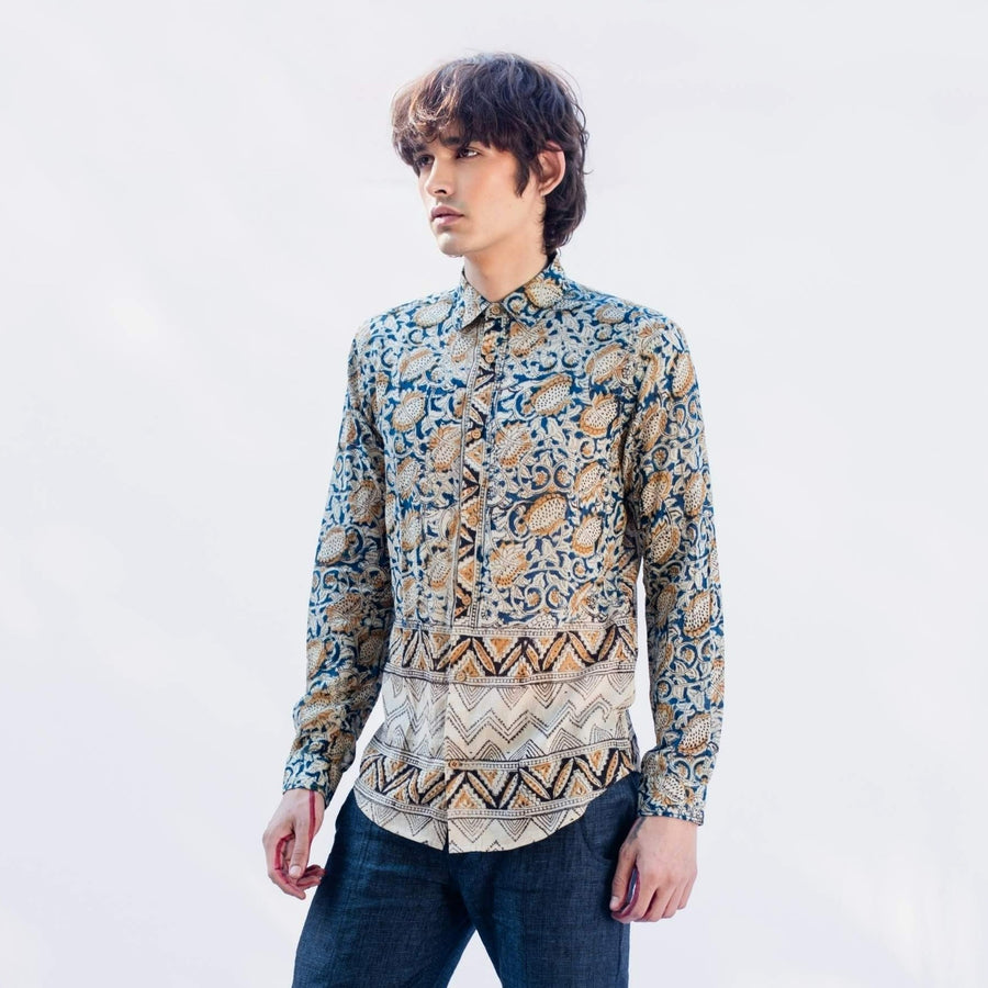 ANEK Blue Kalamkari Shirt